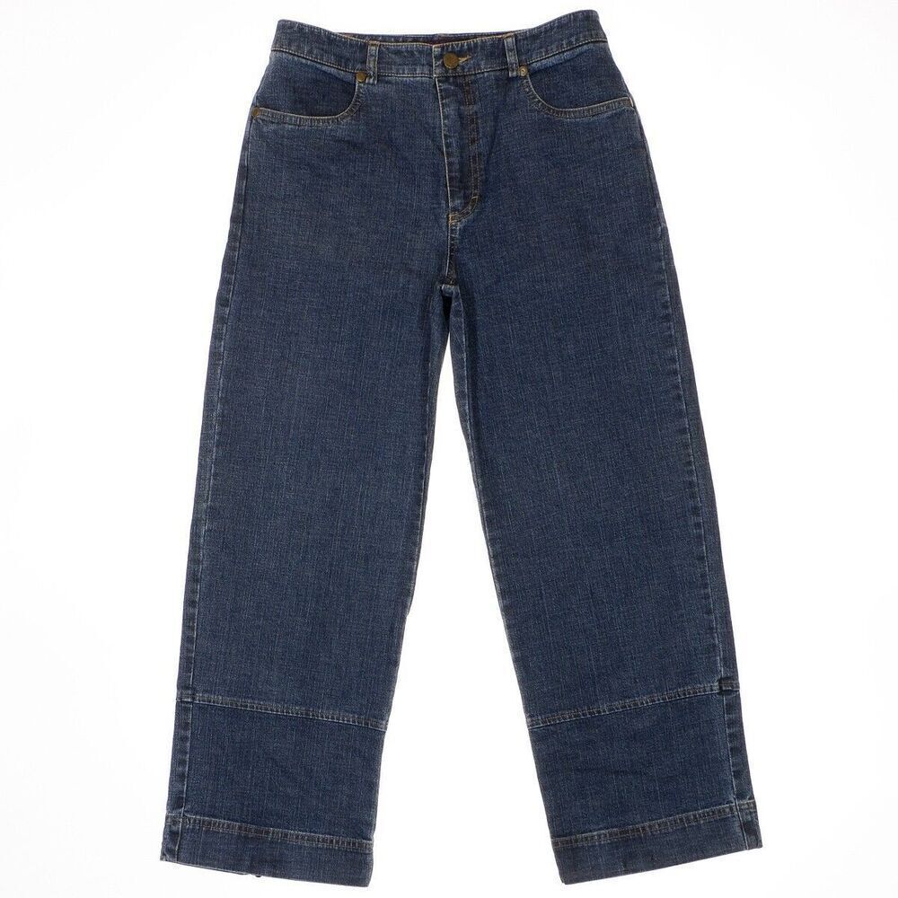 Tribal Jeans Womens Size 4 Cropped High Rise Dark Blue Denim Measures 27 x 25